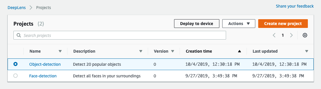 Option for deploying a project to a camera